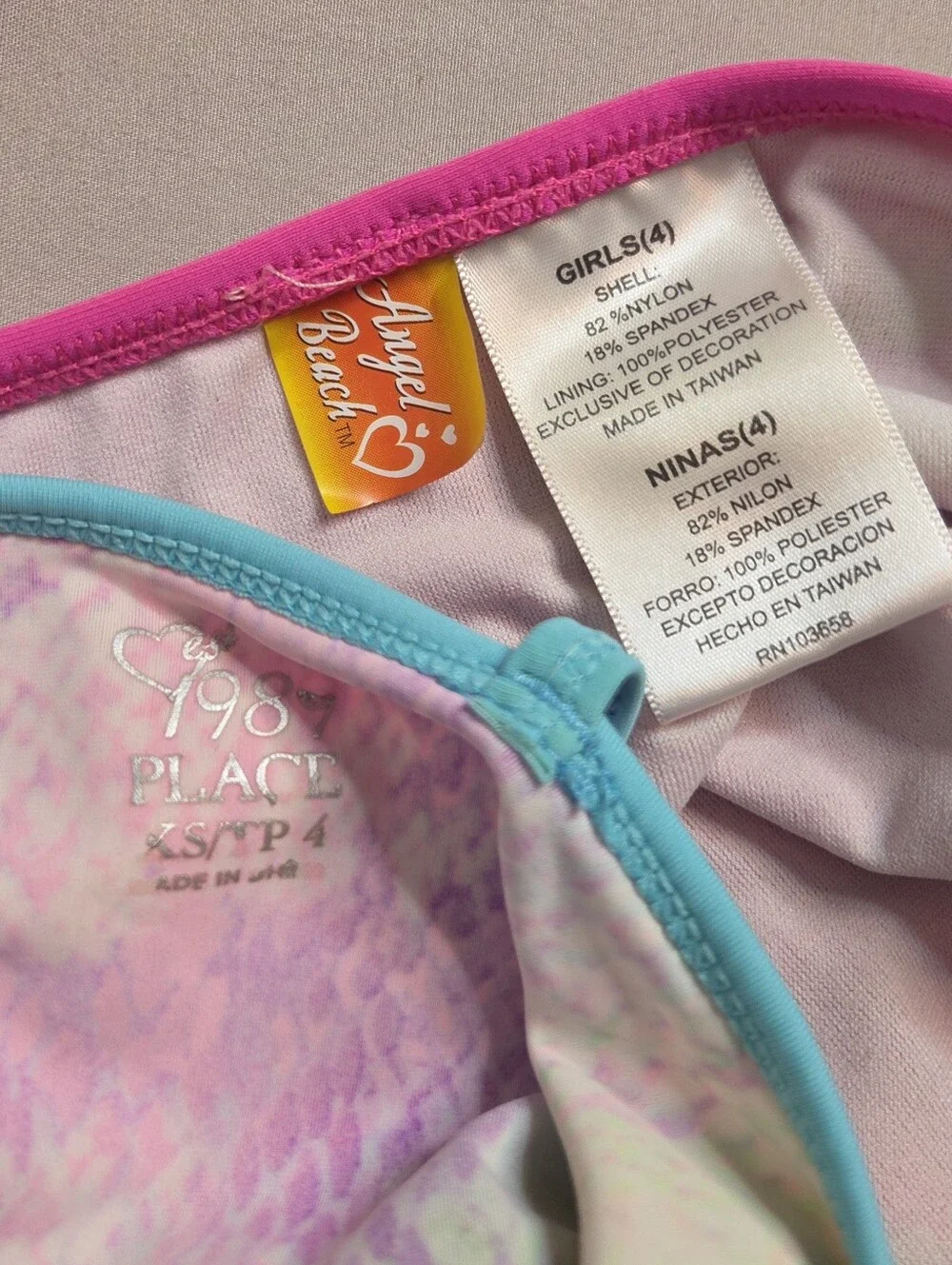Girls Swimsuit Lot Size 3T/4 Lily & Dan 1989 Place & Angel Beach
